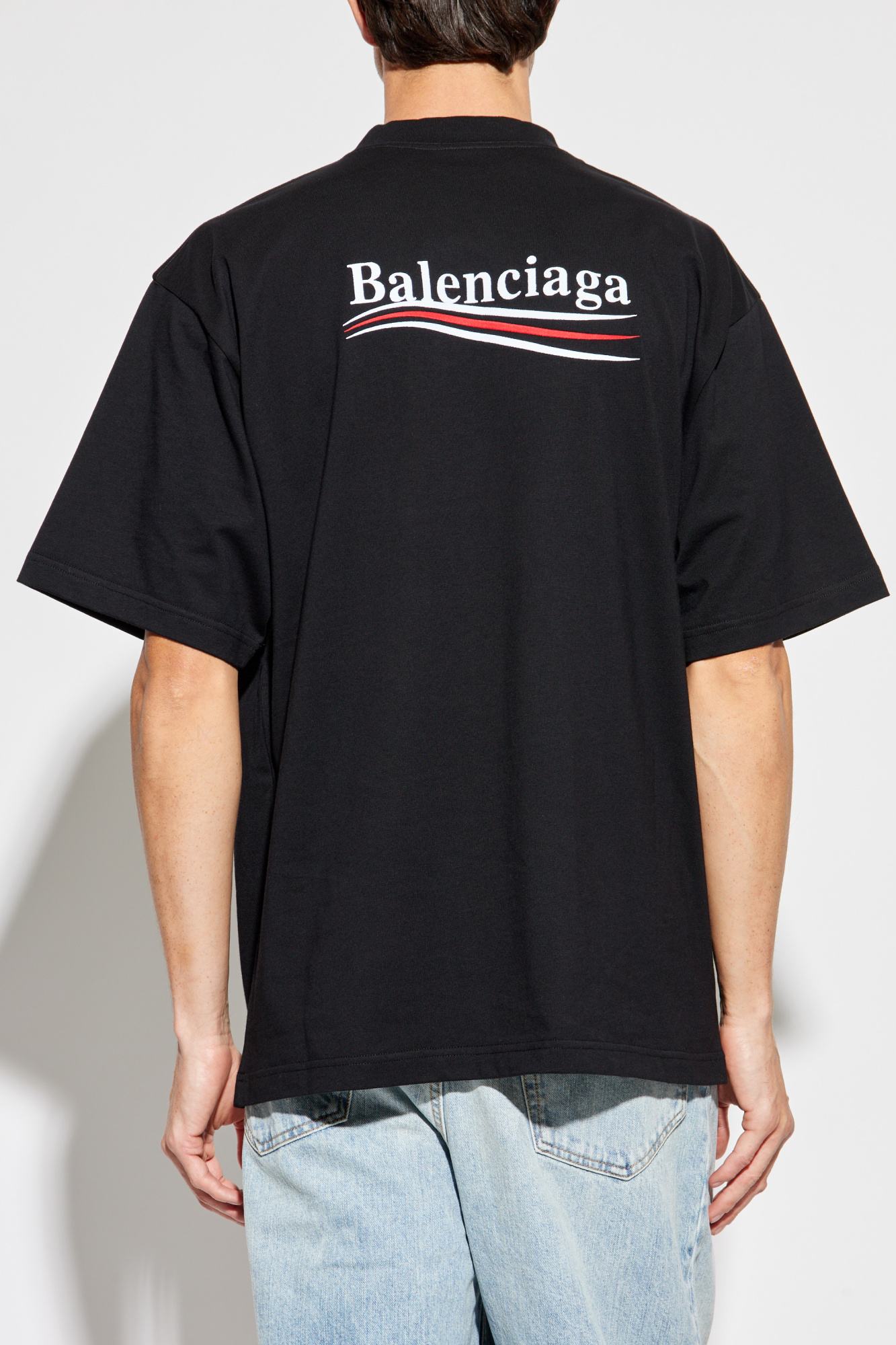 【レビューで送料無料】 Czarny T-shirt Polska Vitkac - Balenciaga logo wyszytym z トップス